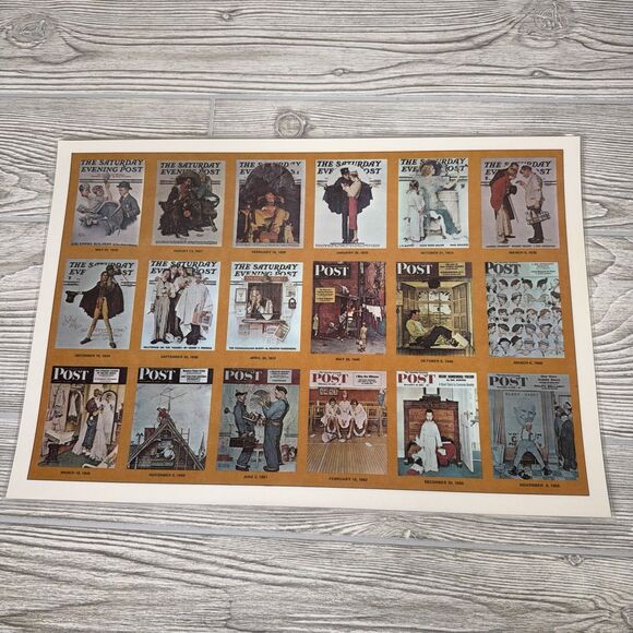 Norman Rockwell Saturday Evening Post Laminated Placemats Lot Of 6 Vintage 1970s - Picture 7 of 13